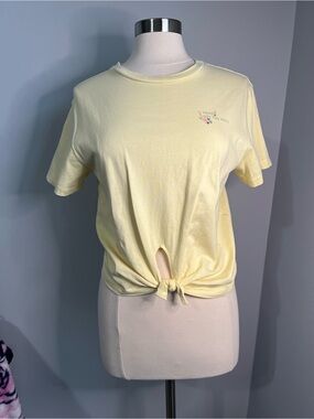 Vans Size M Yellow Tea Time Tie Front Graphic Short Sleeve T-Shirt Tee Top